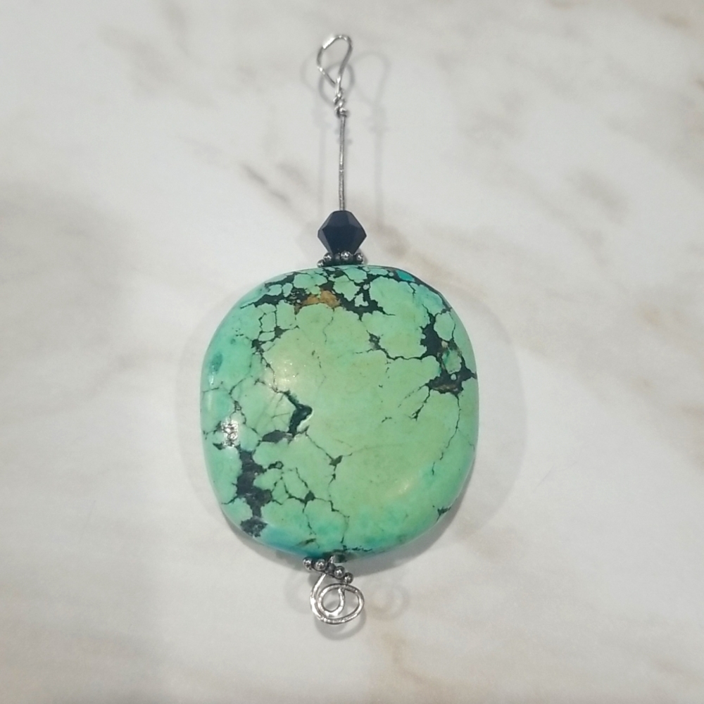 Large Cabachon Spiderweb Turquoise Stone